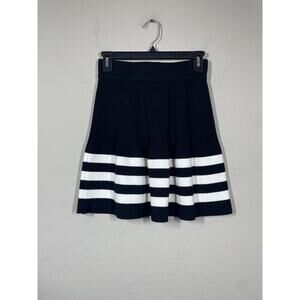 We Are Sundays Small Josephine Rib Knit A Line Skirt Black White Stripe Flared